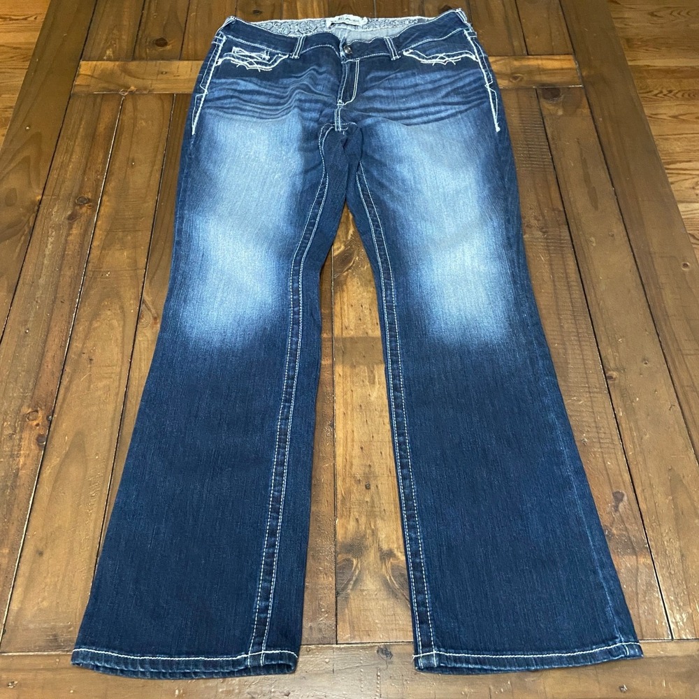 NWOT Ariat Women's R.E.A.L. Mid Rise Entwined Boot Cut Jeans 16WL Western - Picture 2 of 11